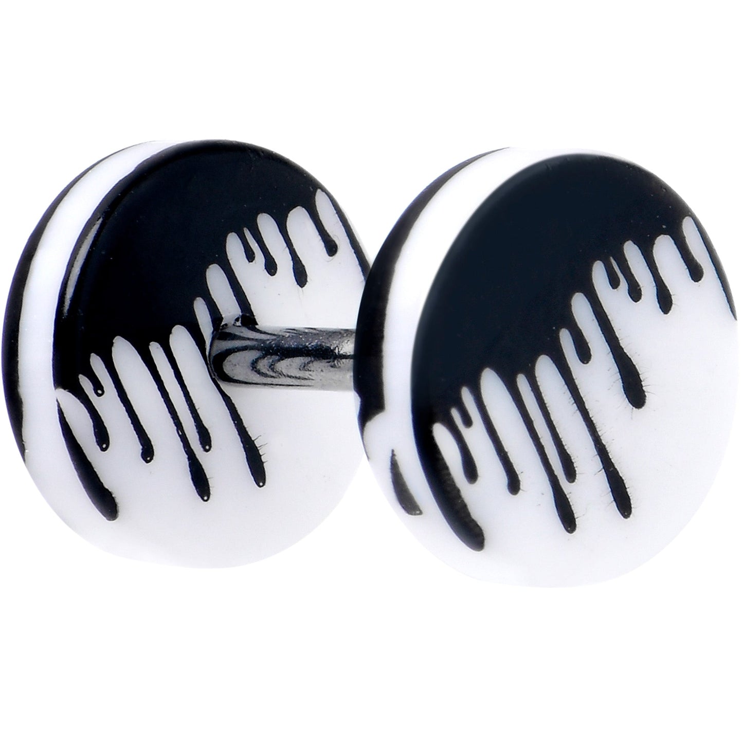 16G White Black Drip Acrylic Cheater Plug Set