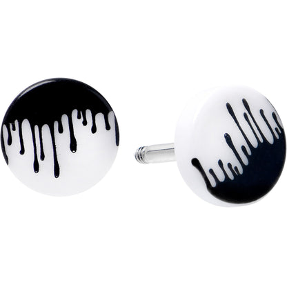 16G White Black Drip Acrylic Cheater Plug Set