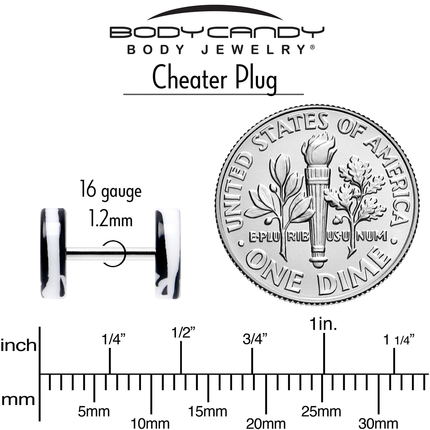 16G White Black Drip Acrylic Cheater Plug Set