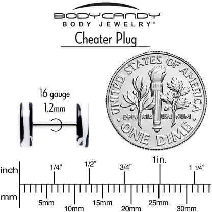 16G White Black Drip Acrylic Cheater Plug Set