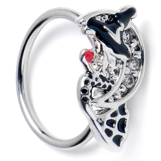 20G 5/16 Clear CZ Gem Crescent Moon Witch Halloween Nose Hoop