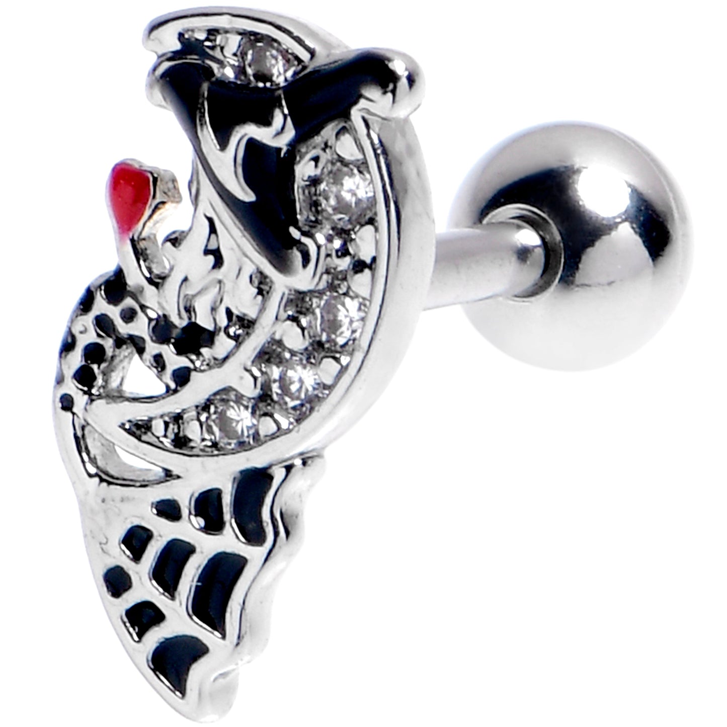 16G 1/4 Clear CZ Gem Crescent Moon Witch Cartilage Tragus Earring