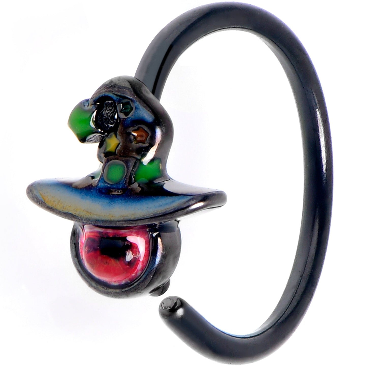 20G 5/16  Black Red Eye Witch Hat Nose Hoop