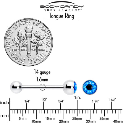 Open Blue Eye Barbell Tongue Ring
