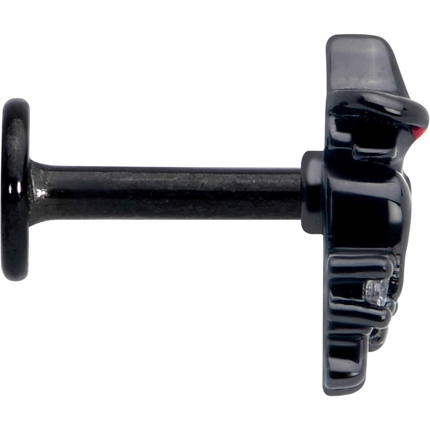 16G 1/4 Clear CZ Gem Black Raven Witch Labret Monroe Tragus