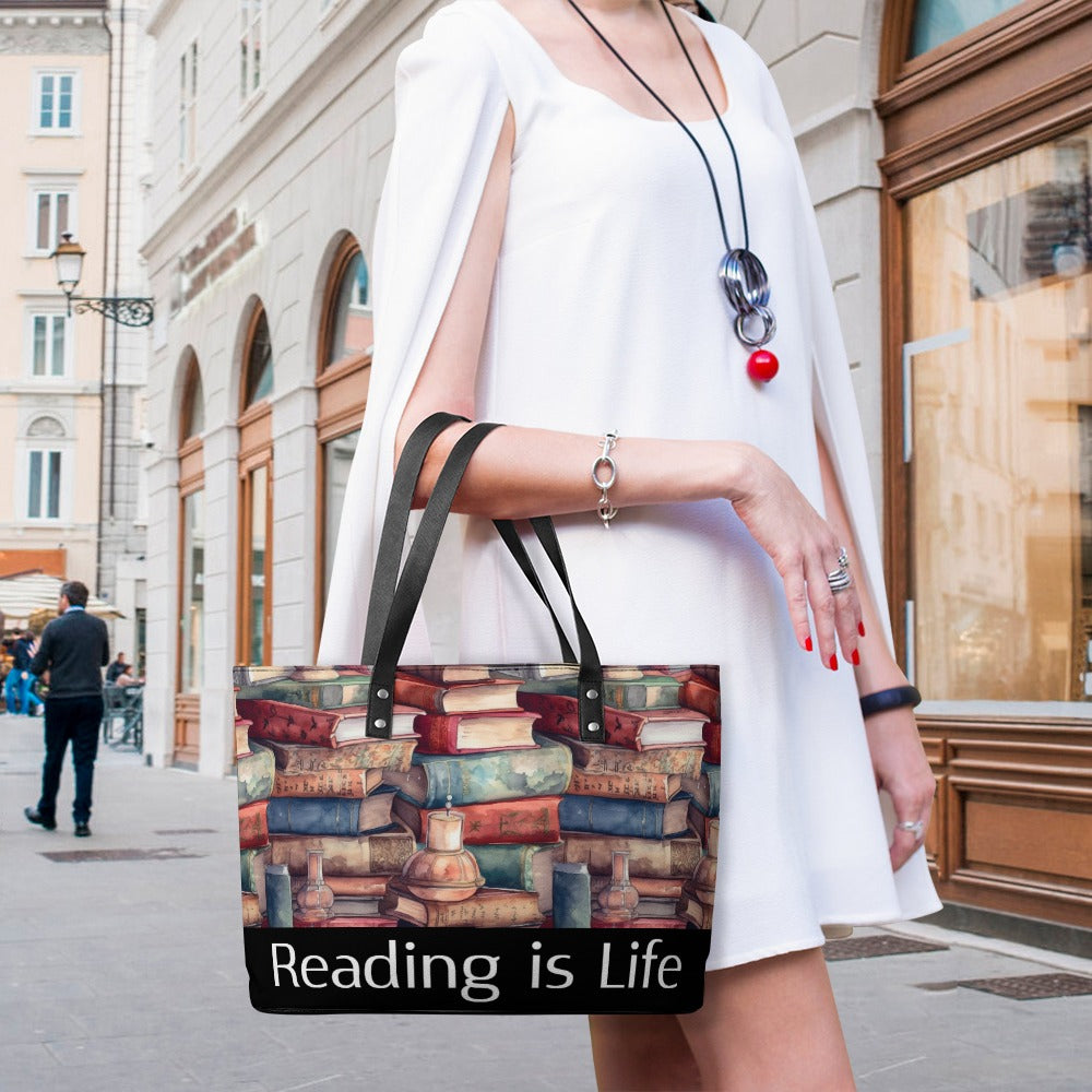 Reading is Life Leather Ladys Handbag