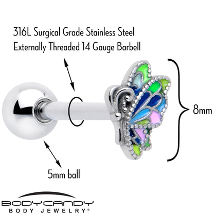 Pastel Profile Butterfly Barbell Tongue Ring