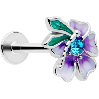 16G 5/16 Blue Gem Faerie Flower Purple Labret Monroe Tragus