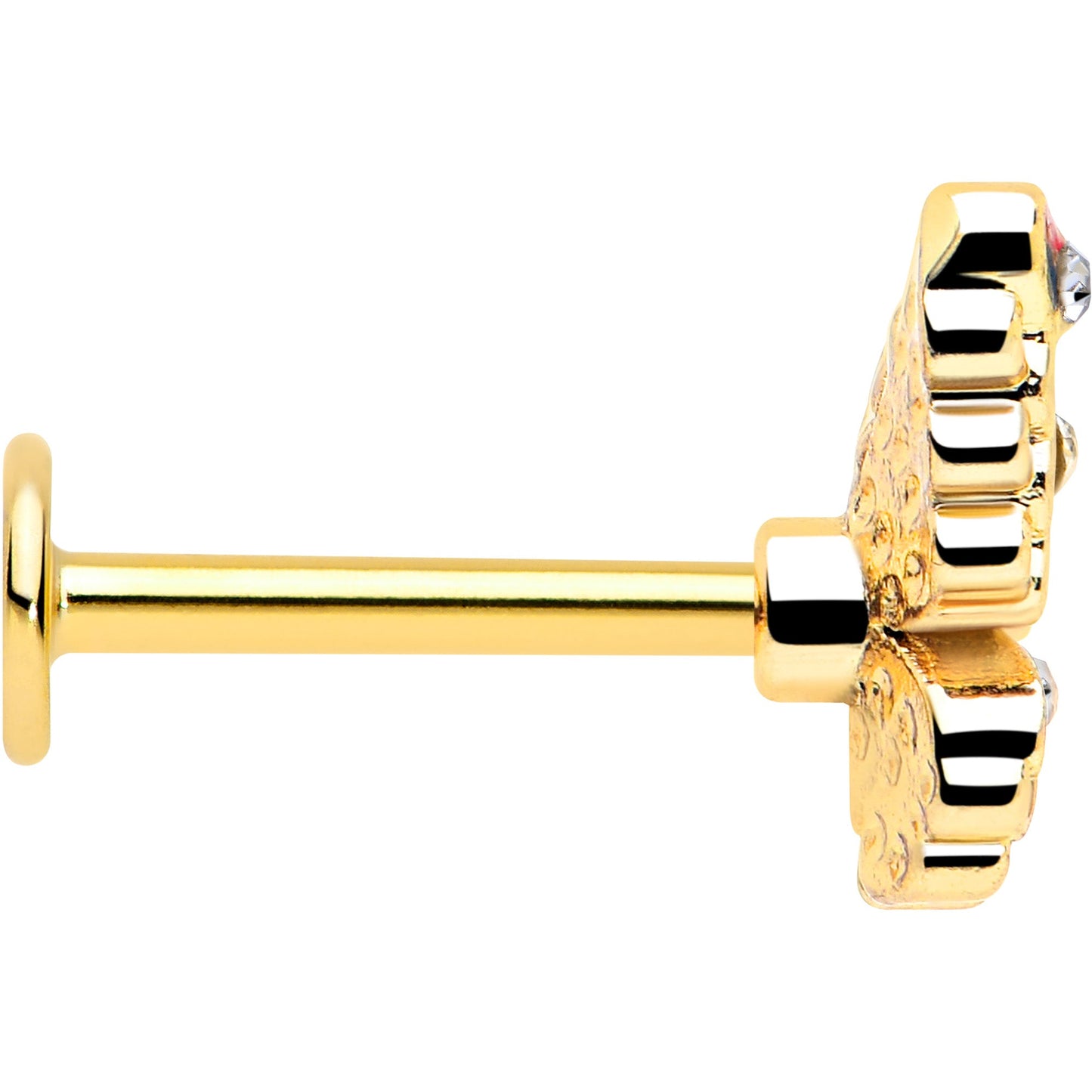 16G 5/16 Clear Gem Gold Tone Color Block Butterfly Labret Tragus