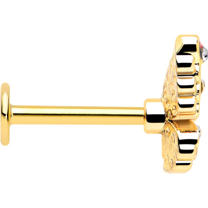 16G 5/16 Clear Gem Gold Tone Color Block Butterfly Labret Tragus