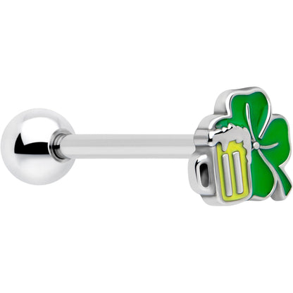 Beer Shamrock St Patricks Barbell Tongue Ring
