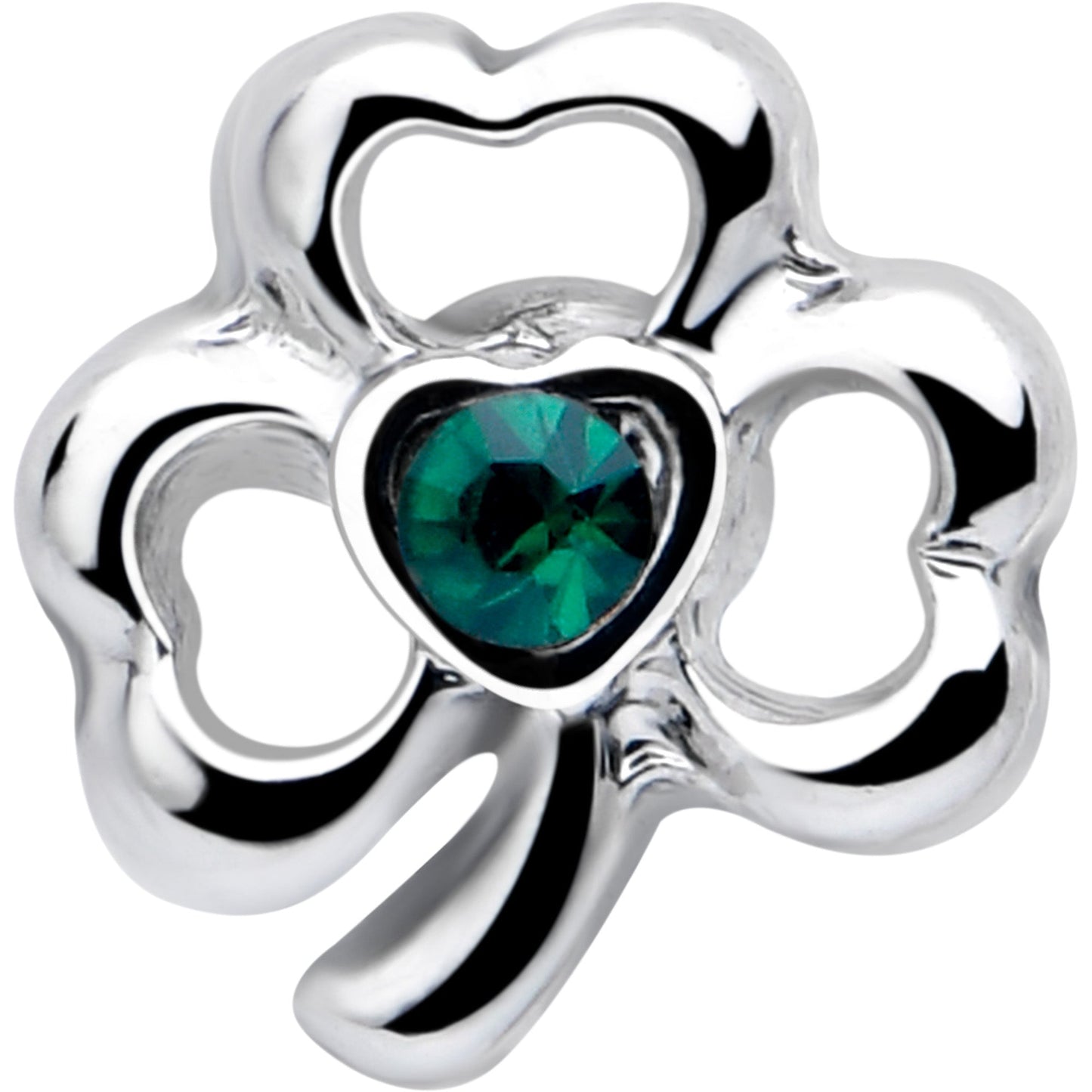 16G 5/16 Green Gem Heart Shamrock St Patricks Labret Monroe Tragus