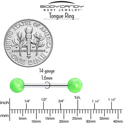 Color Acrylic Ball Tongue Ring Surgical Steel Barbell