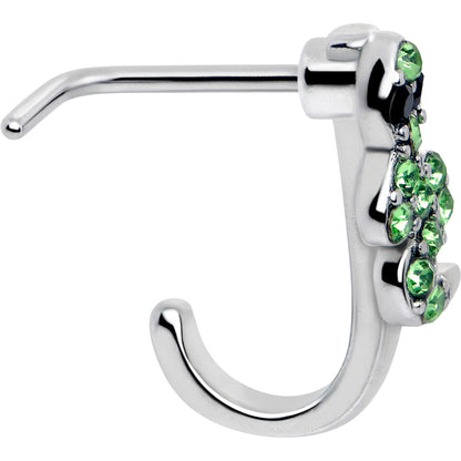 20G 7mm Green Gem Snake Sweetie Faux Hoop L Shape Nose Ring