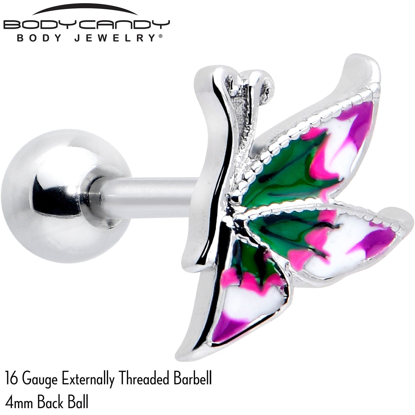 16G 1/4 Profile Butterfly Cartilage Tragus Earring