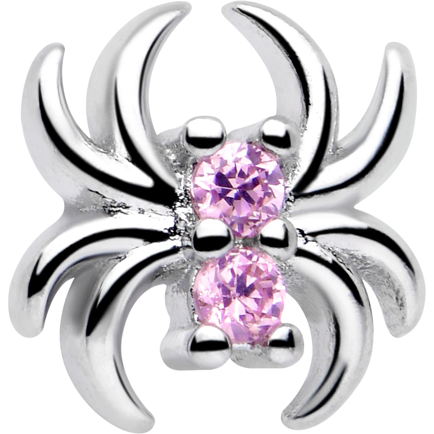 20G 7mm Pink CZ Gem Sleek Spider L Shape Nose Ring