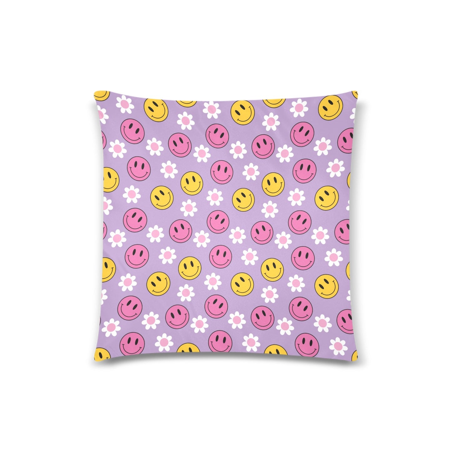 Smileys and Flowers Throw Pillow Cover