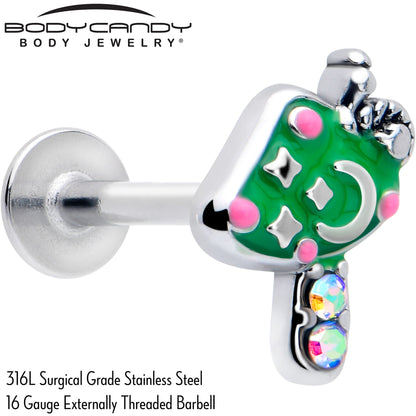 16G 5/16 Aurora Gem Fanciful Green Mushroom Labret Monroe Tragus