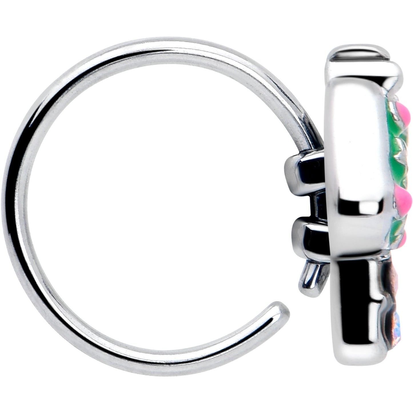 20G 5/16 Aurora Gem Fanciful Green Mushroom Nose Hoop