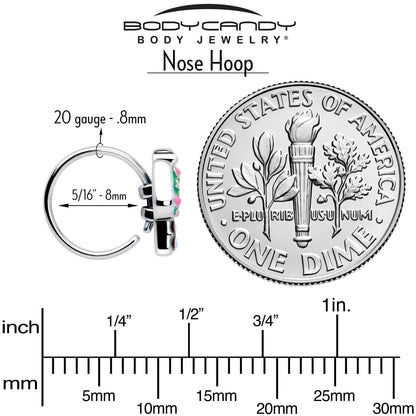 20G 5/16 Aurora Gem Fanciful Green Mushroom Nose Hoop