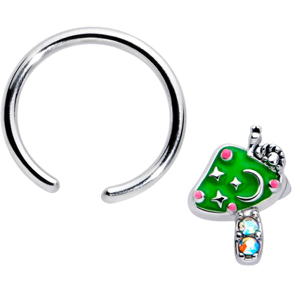 16G 3/8 Aurora Gem Fanciful Green Mushroom BCR Captive Ring