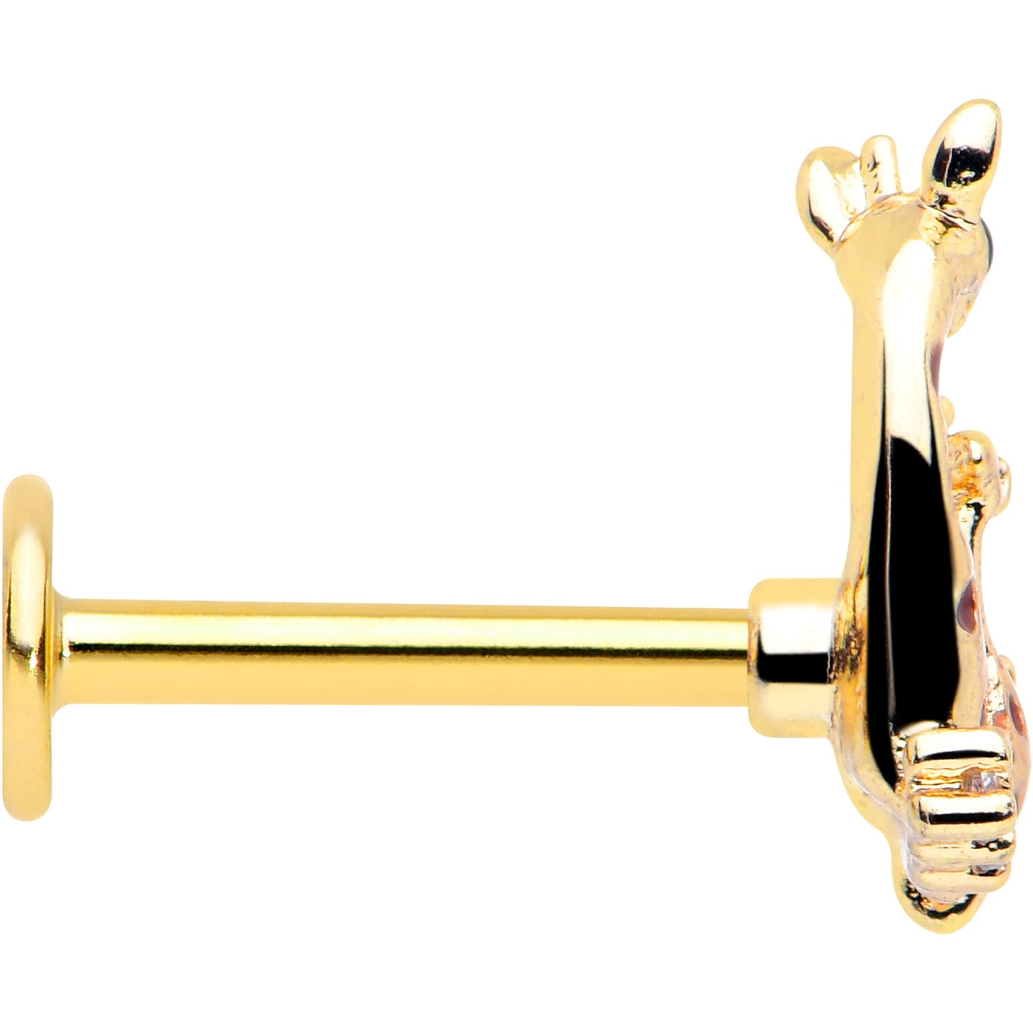 16G 5/16 Clear CZ Gem Gold Tone Mom Baby Giraffe Flatback Stud