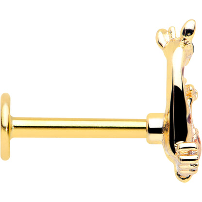 16G 5/16 Clear CZ Gem Gold Tone Mom Baby Giraffe Flatback Stud