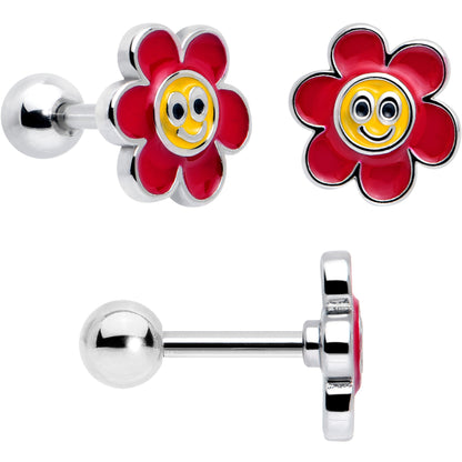 16G 1/4 Ladybug Hippie Flower Cartilage Tragus Earring Set of 3