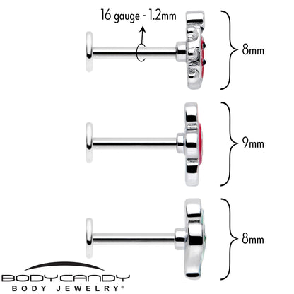 16G 5/16 Ladybug Hippie Flower Labret Monroe Tragus Set of 3