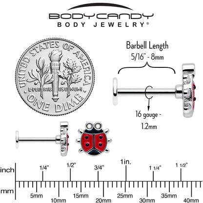 16G 5/16 Ladybug Hippie Flower Labret Monroe Tragus Set of 3