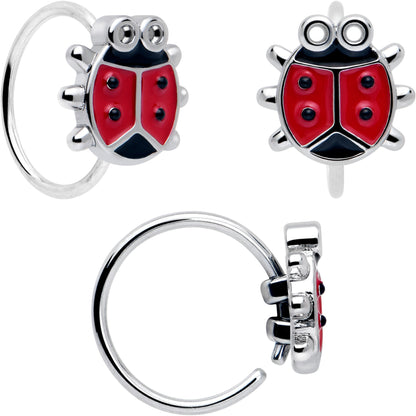20G Ladybug Hippie Flower Nose Ring Set of 3