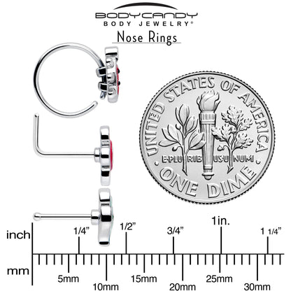 20G Ladybug Hippie Flower Nose Ring Set of 3