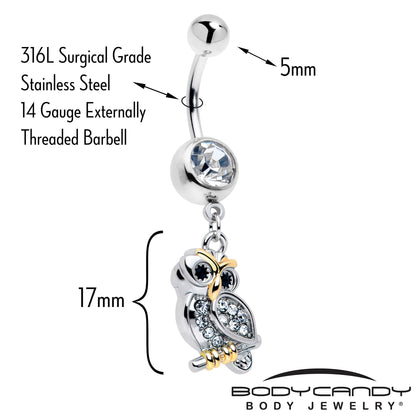 Clear Gem Evening Owl Dangle Belly Ring