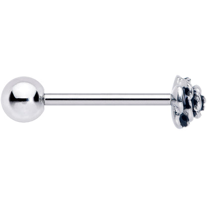 Retro Flower Rose Barbell Tongue Ring