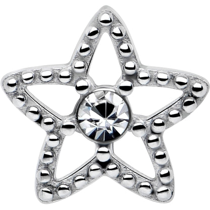 Clear Gem Star Texture Barbell Tongue Ring