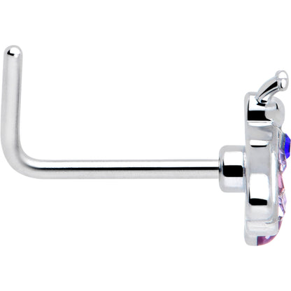 20G 7mm Pink Blue Gem Beautiful Insect L Shape Nose Ring