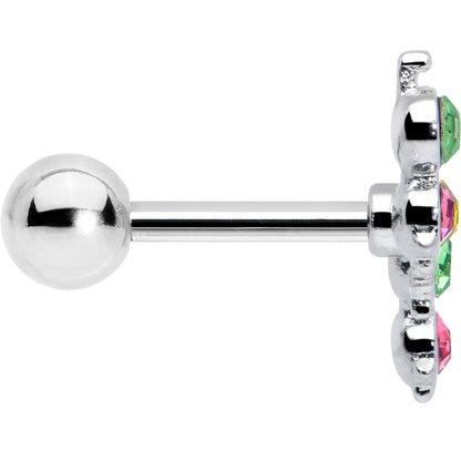 16G 1/4 Pink Green Gem Caterpillar Cartilage Tragus Earring