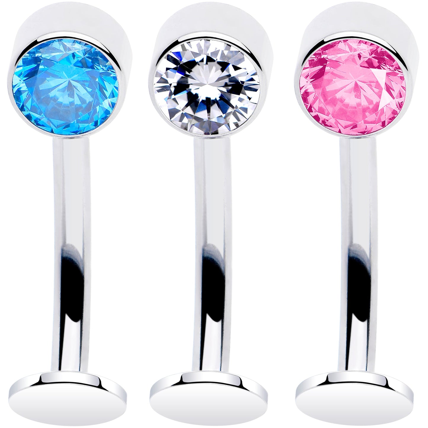 Bezel Gem Titanium Threadless Floating Belly Ring