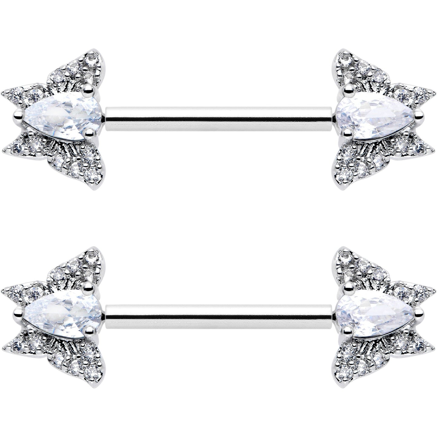 14G 9/16 Style Butterfly Threadless Nipple Ring Set