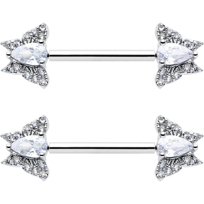 14G 9/16 Style Butterfly Threadless Nipple Ring Set