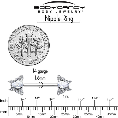 14G 9/16 Style Butterfly Threadless Nipple Ring Set