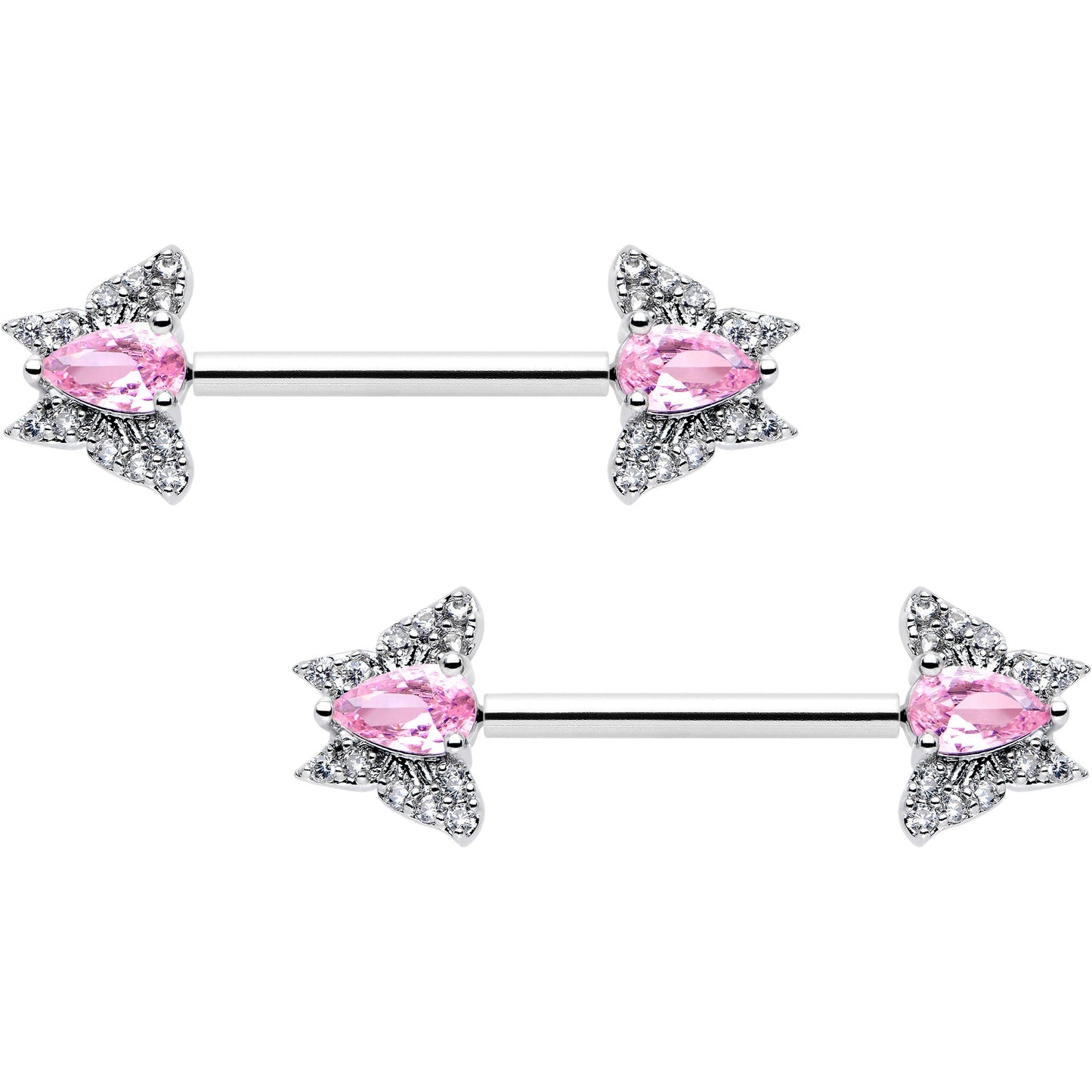 14G 9/16 Style Butterfly Threadless Nipple Ring Set