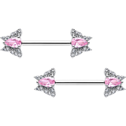 14G 9/16 Style Butterfly Threadless Nipple Ring Set