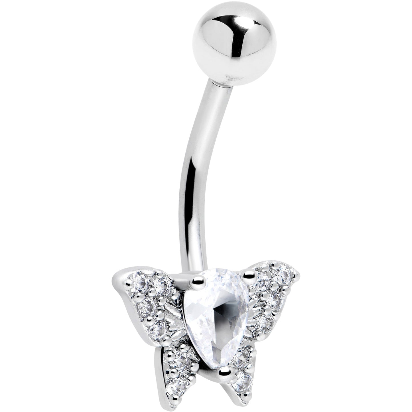 Cubic Zirconia Style Butterfly Belly Ring