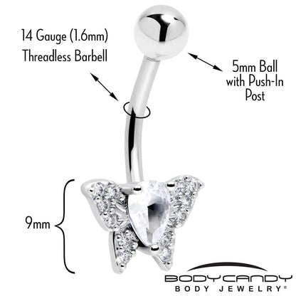 Cubic Zirconia Style Butterfly Belly Ring