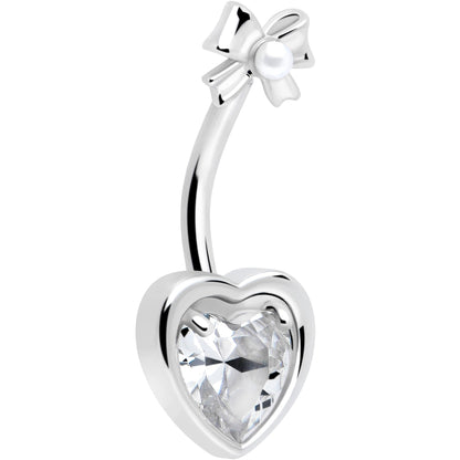 Love Ribbon Heart Double Mount Belly Ring