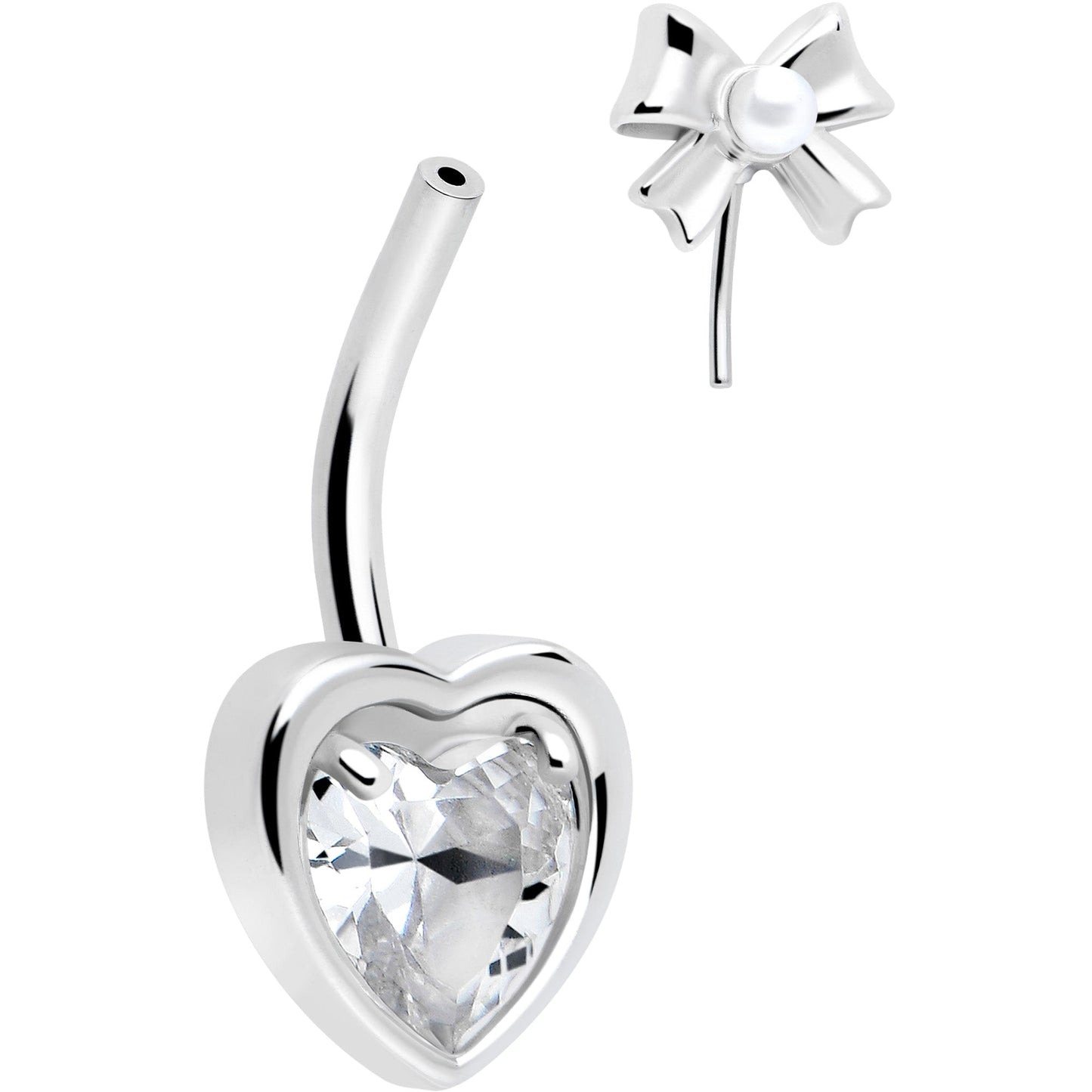 Love Ribbon Heart Double Mount Belly Ring