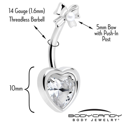 Love Ribbon Heart Double Mount Belly Ring