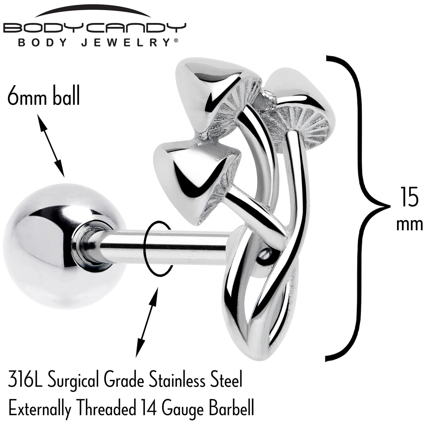 Trippy Mushroom Trio Barbell Tongue Ring