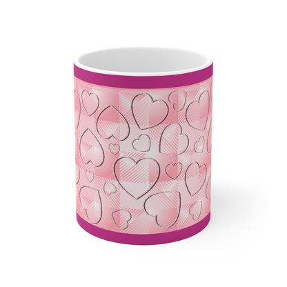 Pink Buffalo Plaid Ceramic Mug 11oz